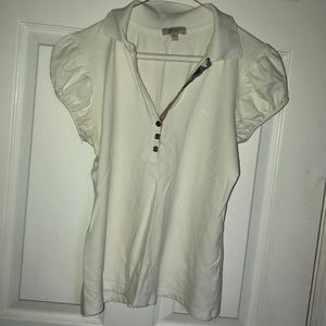 Size large white collared Burberry shirt